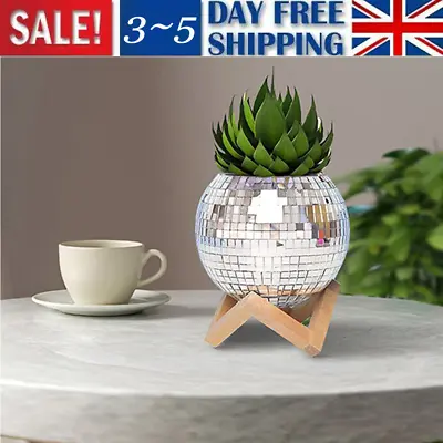 £18.25 • Buy Flower Pot Disco Ball Planter Mirror Reflector Ball Hanging Planters Rotating