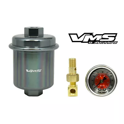 Fits For Honda Del Sol Vms Racing High Flow Fuel Filter Pressure Gauge Kit • $59.88