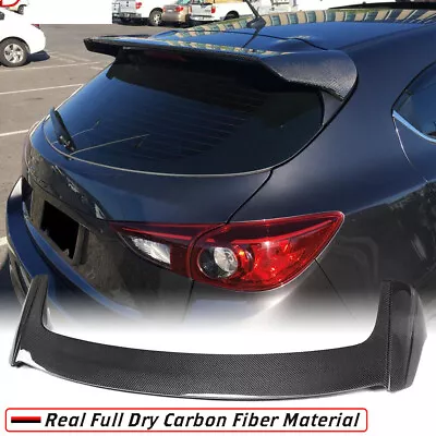 Real Carbon Rear Roof Spoiler Trunk Wing Fit For Mazda 3 Axela Hatchback 14-19 • $269.80