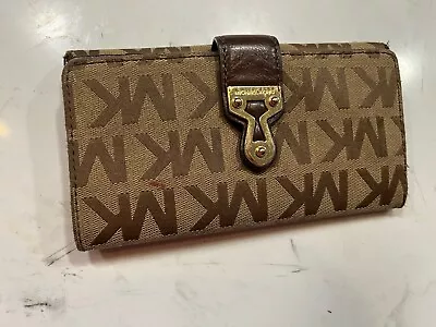 Michael Kors Joplin Carryall Logo Wallet Zip Around Beige  Mocha • $39