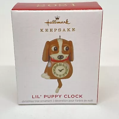 Hallmark 2021 LIL' PUPPY CLOCK Miniature Ornament WAG His Tail And EYES MOVE! • $12.88