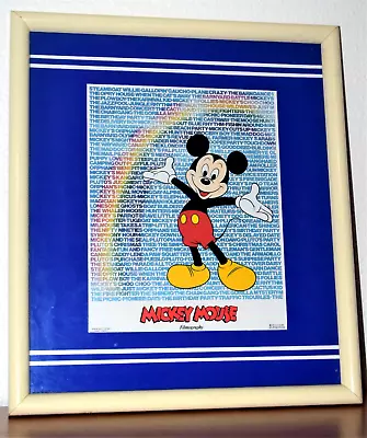 Vintage Print MICKEY MOUSE FILMOGRAPHY Walt Disney 1986 One Stop Posters Framed • $17.50