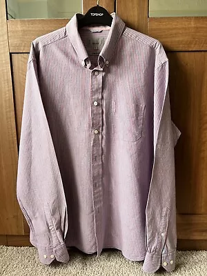 M&S Collection Pink And Blue Stripe Oxford Smart Casual Shirt Size Large  • £11.99