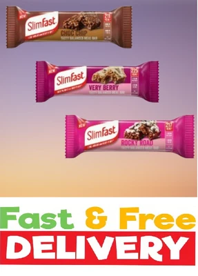 £27.95 • Buy SlimFast Meal Replacement Bars Chocolate Chip Rocky Road Very Berry Slim Fast 