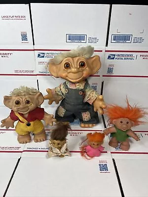 Lot Of 5 Vintage DAM THINGS Troll Dolls  - Denmark  - Original - SAME DAY SHIP • $149.99