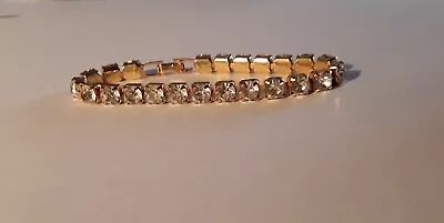 Vintage Rhinestone Gold Tone Bracelet  7  Long • $15