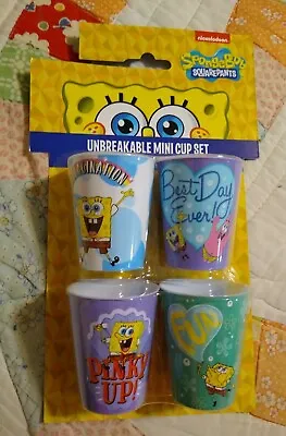 Spongebob Squarepants🧽 Unbreakable Plastic Mini Cups 1.5 Oz. Set Of 4 🆕🆓 Ship • $13.90