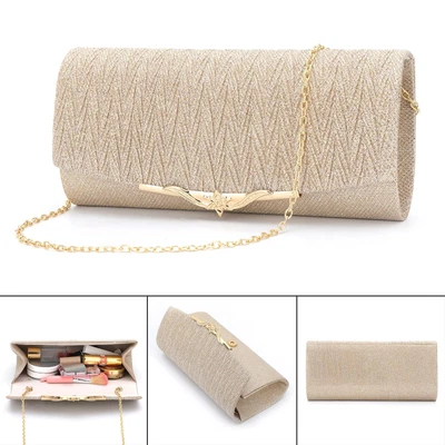 £15.68 • Buy Women Evening Bag Handbag Clutch Bag Solid Color Glitter Bag For Party Wedding