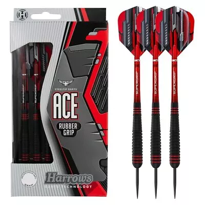 Harrows 22g ACE Steel Tip Darts Non Slip Vulcanised Rubber Grip 22 Gram • $28.97