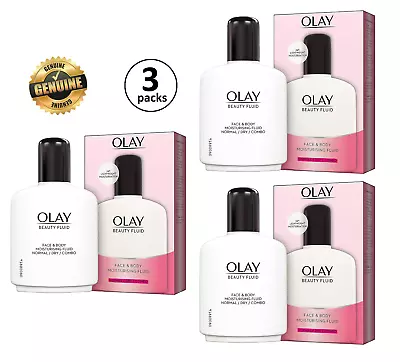 3 X Olay Beauty Fluid Normal Dry Combo Moisturiser Face & Body Lightweight 200ml • £21.22