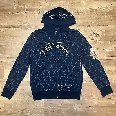 Vintage Ed Hardy Hoodie Size M Y2K Cyber Grunge Mall Goth Jacket Paco Chicano • $88.88