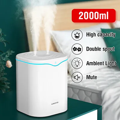 2000ml Humidifiers For Bedroom Large Room Office Cool Mist Air Humidifier • $17.98