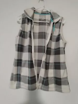 Made For Life Women's Size M Sleeveless Zip Up Gray Plaid Vest With Pockets • $12.99