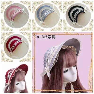 Women Half Bonnet Hat Lace Lolita Headband Medieval Victorian Cosplay Retro • $37.20