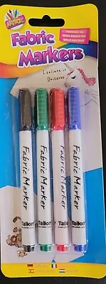 4 X Fabric Markers For  Clothes T-Shirt Colour Draw Art Craft Textile  Pens • £3.25
