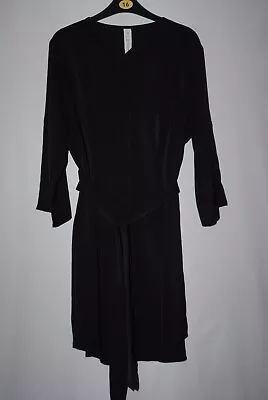 £4.49 • Buy B Ladies Short Black Button Front Belted Dress Size L