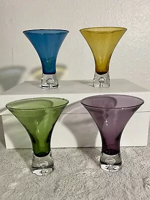 Stemless Bubble In Base Martini Glasses Set Of 4 Multiple Colors 4.25” Tall • $19.95