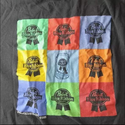 PBR Pabst Blue Ribbon Beer Shirt Adult Large Black Warhol Multicolor Can Print • $10.99