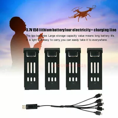 4Pcs 3.7V 1200mAh Rechargeable Lipo Battery W/ Charger Units For E58 RC Drone U+ • $39.44