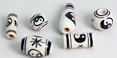 £2.50 • Buy YIN YANG Design   Peruvian Ceramic Hand Painted Beads      Lots  Off X 4 Beads