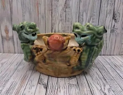 MCM Majolica Double Dragon Ceramic Planter • $8.50