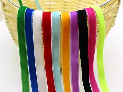 10 Meter 10mm(3/8 ) Velvet Ribbon Gift Bow 10 Colour Wedding Craft Single Sided • $2.06