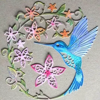 Hummingbird Flowers Die Metal Cutter Craft Card Embossing Paper New UK • £5.95