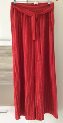 $39 • Buy Tigerlily Pants Linen Viscose Wide Leg Pants Red Boho Size 12