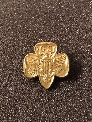 Vintage GSA Girl Scouts Of America Eagle Logo Gold Tone Pin Older Closure • $6