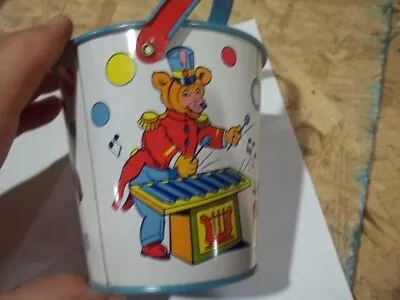 Chein Lithograph Metal Toy Sand Pail Bucket Elephant Bear Horse Musical Circus • $24.99