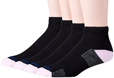 MediPeds Women's Diabetic Quarter Socks With Nanoglide 4 Pack Black With Pink... • $20.04