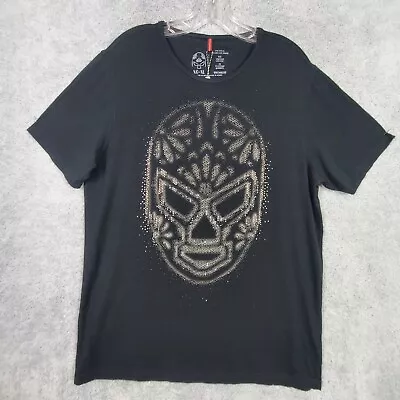 NWT Ay Guey T Shirt XL Black Studded Luchador Wrestling Mask Viscose Crew Neck • $50