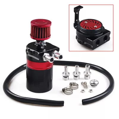 Car Oil Catch Reservoir Breather Can Tank+Filter Kit Universal Racing Engine Red • $39.88