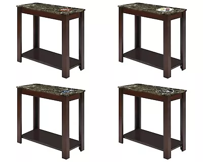 NFL End Night Table Cappuccino Finish Wood Faux Marble Top With Team Logo Decal  • $139.88