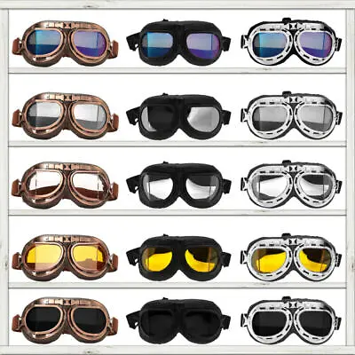 Vintage Motorcycle Goggles Windproof Offroad Cruiser Scooter Enduro Quad Glasses • $8.59