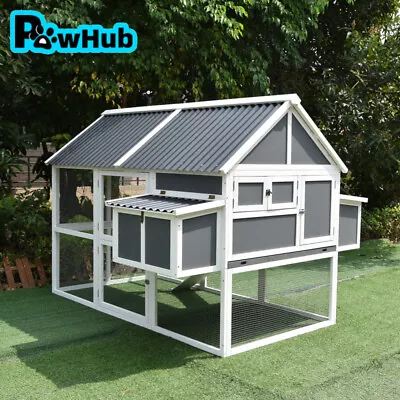 PawHub Extra Large Chicken Coop Rabbit Hutch Double Hatch Box With Run 2.1x1.5M • $529