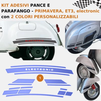 0115 - Kit Targhette Adesivi Blu Electronic Per Cofani Motore Vespa 125 - 12