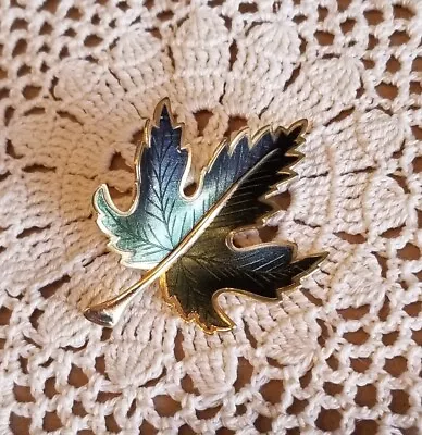 MAPLE Leaf Brooch Pin  Green Gold Tone Vintage Autumn Fall • $15.25