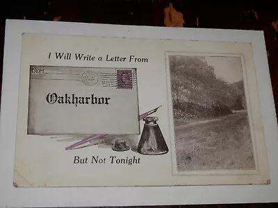 Oak Harbor Oh - 1913 Postcard - I Will Write A Letter From...but Not Tonight • $5