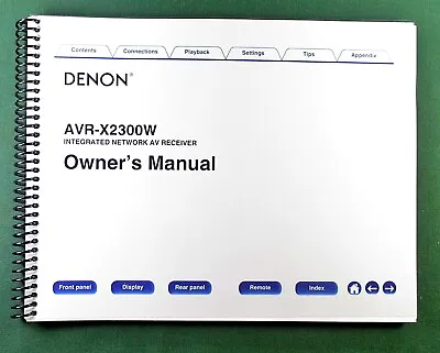 Denon AVR-X2300W Instruction Manual: Full Color 287 Pages & Protective Covers! • $61.04