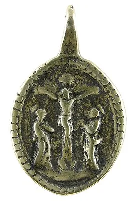 CHRIST ON CROSS AT MT. CALVARY Medal Bronze Cast From Antique Italian Original • $16
