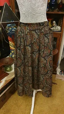 Original Vintage 1960s Paisley Midi Skirt Approx Uk 12  Hippy Boho • £6.50