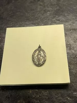 Vintage Old Miraculous Sterling Silver  Mother Mary Prayer's Medal Pendant • $24