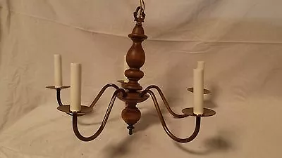 Vintage Original 70s Retro Light Walnut Chandelier Antique NIB • $150