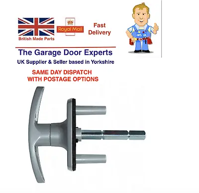 Henderson Garage Door T Bar Lock Locking Handle Silver Finish 35mm Spigots • £14.40