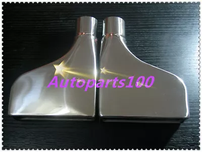 2pcs 2.3  58mm Inlet Stainless Rectangle Outlet Rolled Exhaust Tip 10  Long • $120