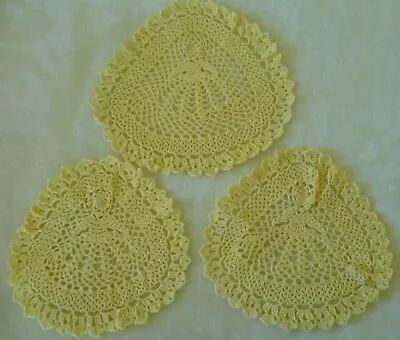 Vintage  Yellow Crinoline Lady Hand Crocheted  3 Piece Duchess Set  • $17.56
