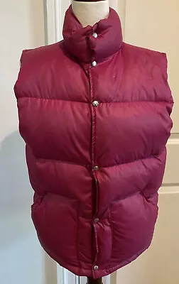 North Face Small Goose Down Puffer Vest Red Snaps Brown Label Pockets Vintage • $79.96