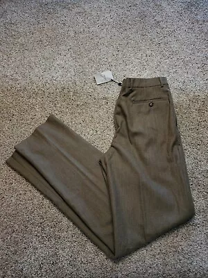 Vintage Calvin Klein Pants Size 32 Mens Brown Wool Straight Fit Pleated 90s NWT  • $50
