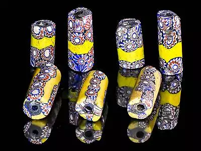 Antique Venetian Yellow Millefiori African Trade Beads M00113 • $42.90